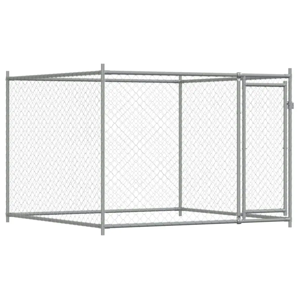 Dog Cage with Door Grey 4x2x1.5 m Galvanised Steel 3209578