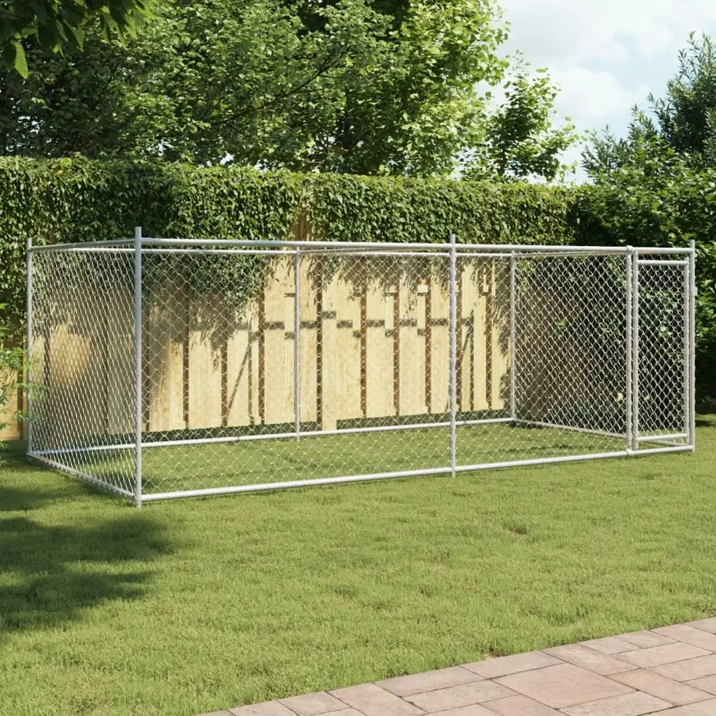 Dog Cage with Door Grey 4x2x1.5 m Galvanised Steel 3209578