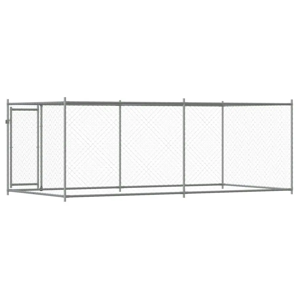 Dog Cage with Door Grey 4x2x1.5 m Galvanised Steel 3209578