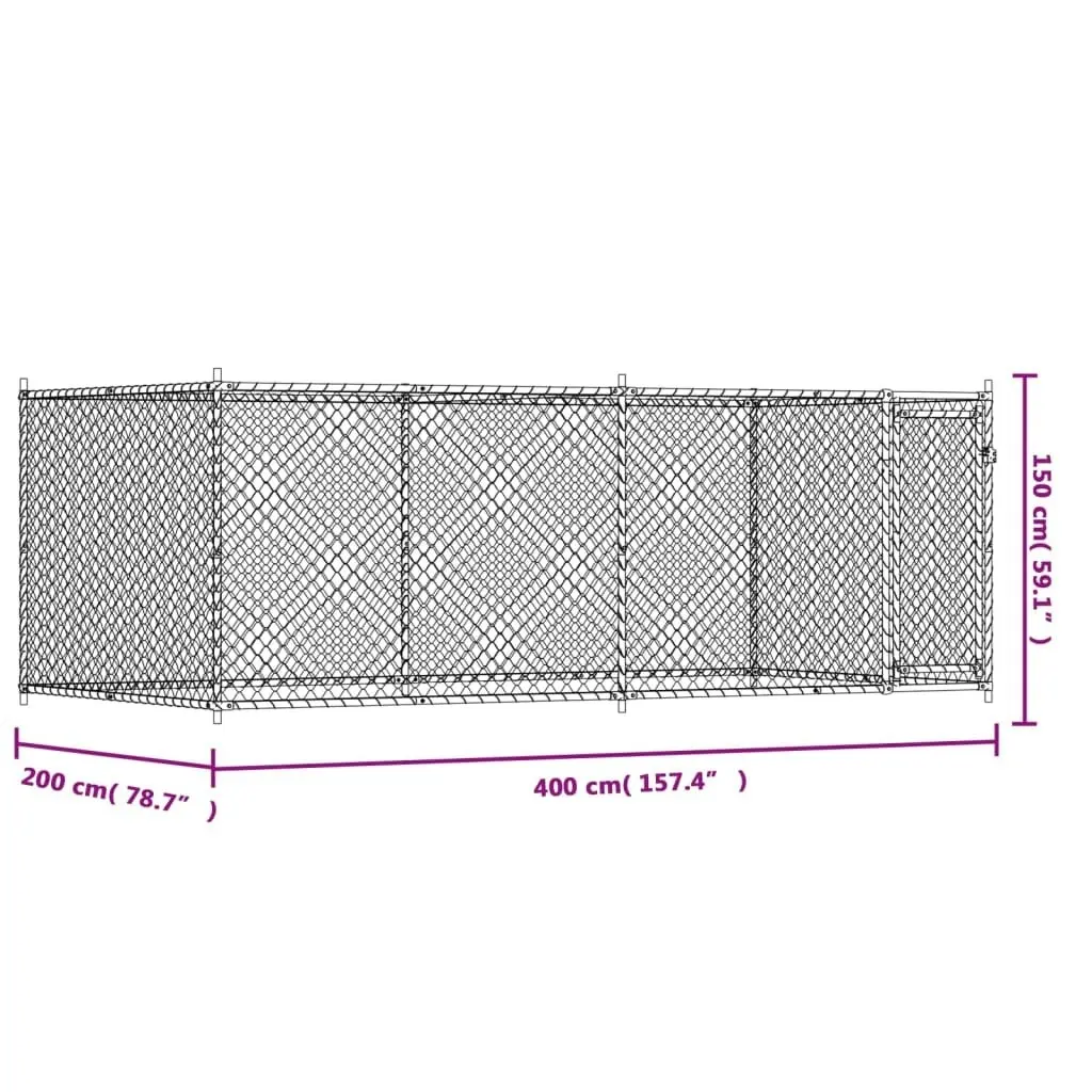 Dog Cage with Door Grey 4x2x1.5 m Galvanised Steel 3209578