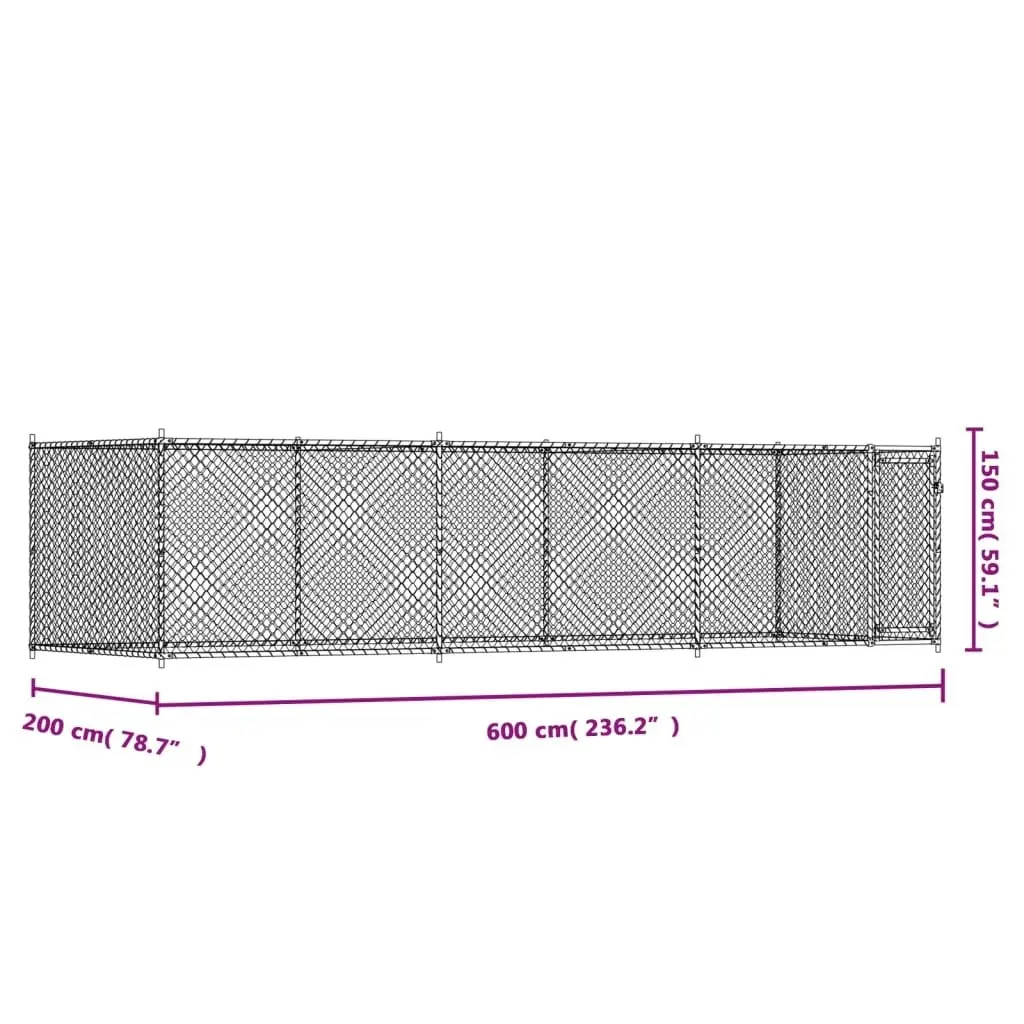 Dog Cage with Door Grey 6x2x1.5 m Galvanised Steel 3209579