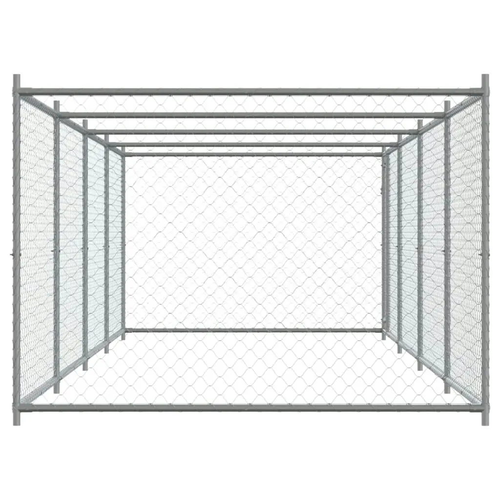 Dog Cage with Door Grey 8x2x1.5 m Galvanised Steel 3209580