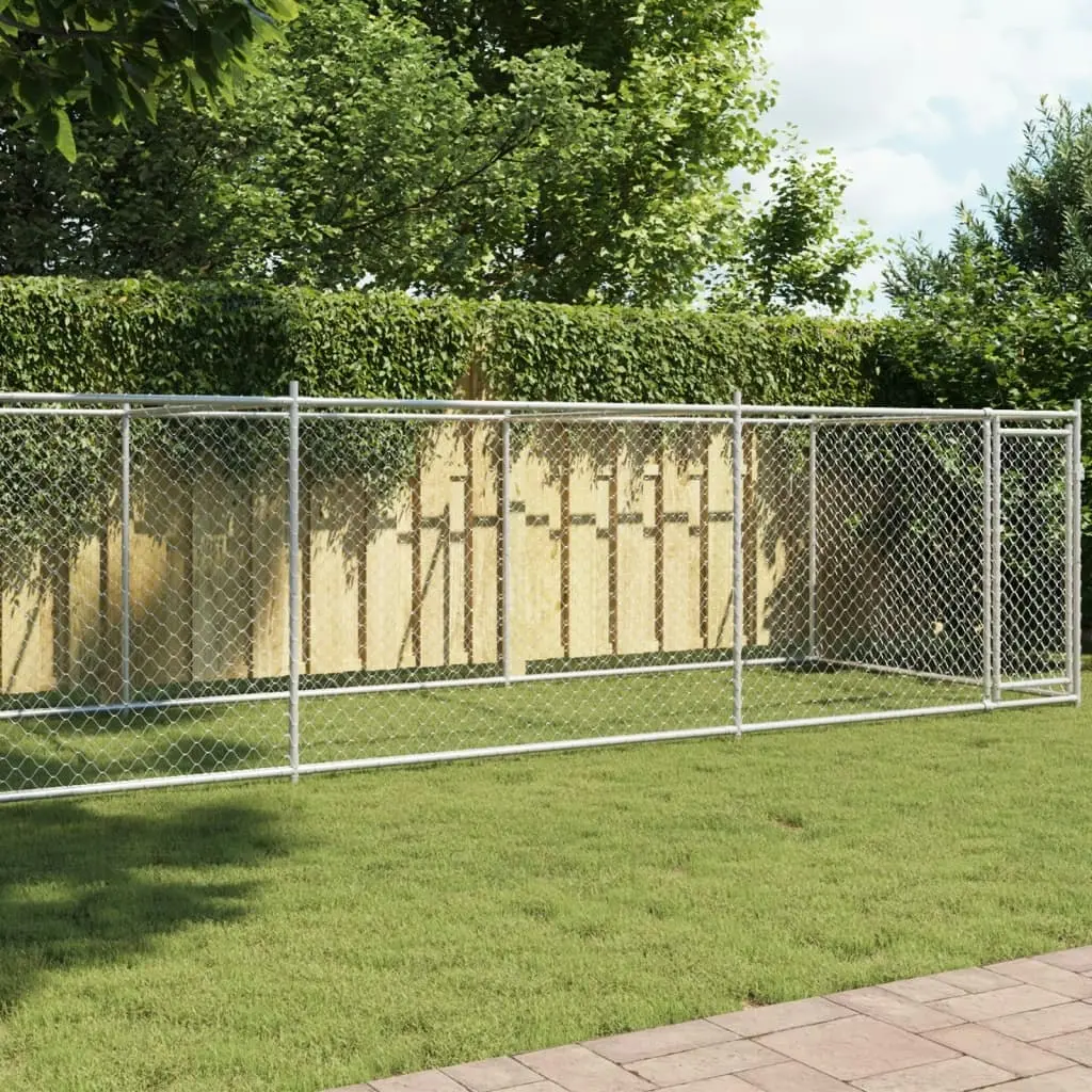 Dog Cage with Door Grey 8x2x1.5 m Galvanised Steel 3209580