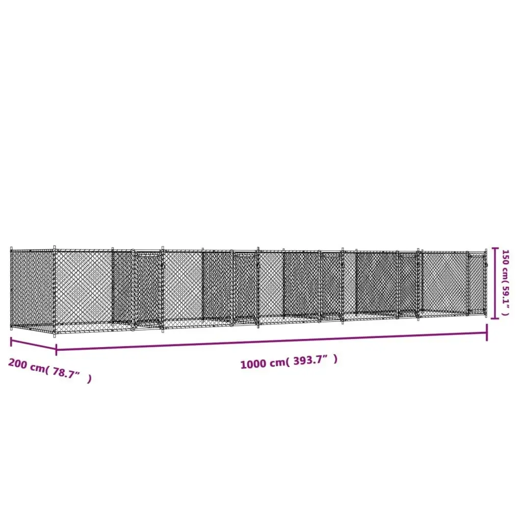 Dog Cage with Doors Grey 10x2x1.5 m Galvanised Steel 3209576