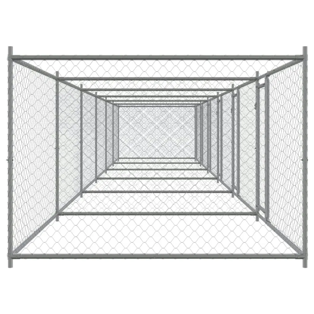 Dog Cage with Doors Grey 12x2x1.5 m Galvanised Steel 3209577