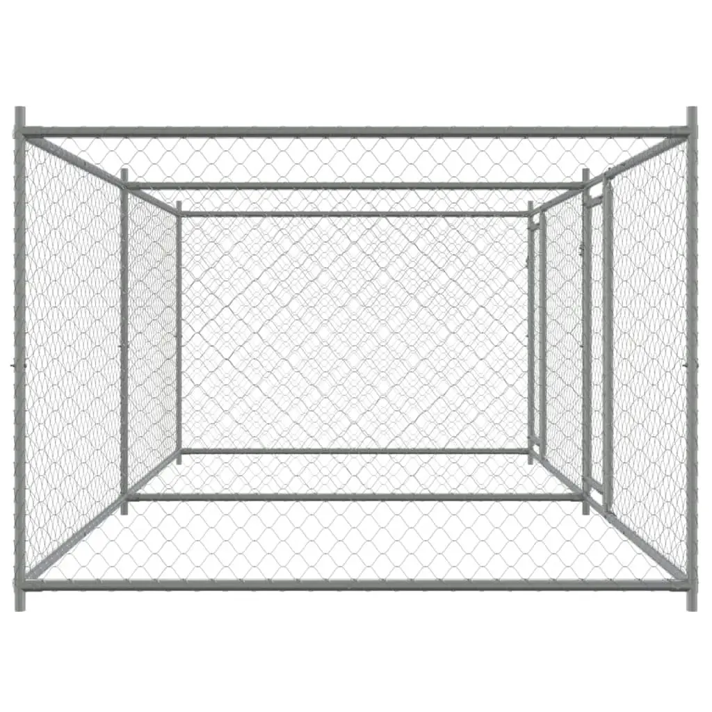 Dog Cage with Doors Grey 4x2x1.5 m Galvanised Steel 3209573