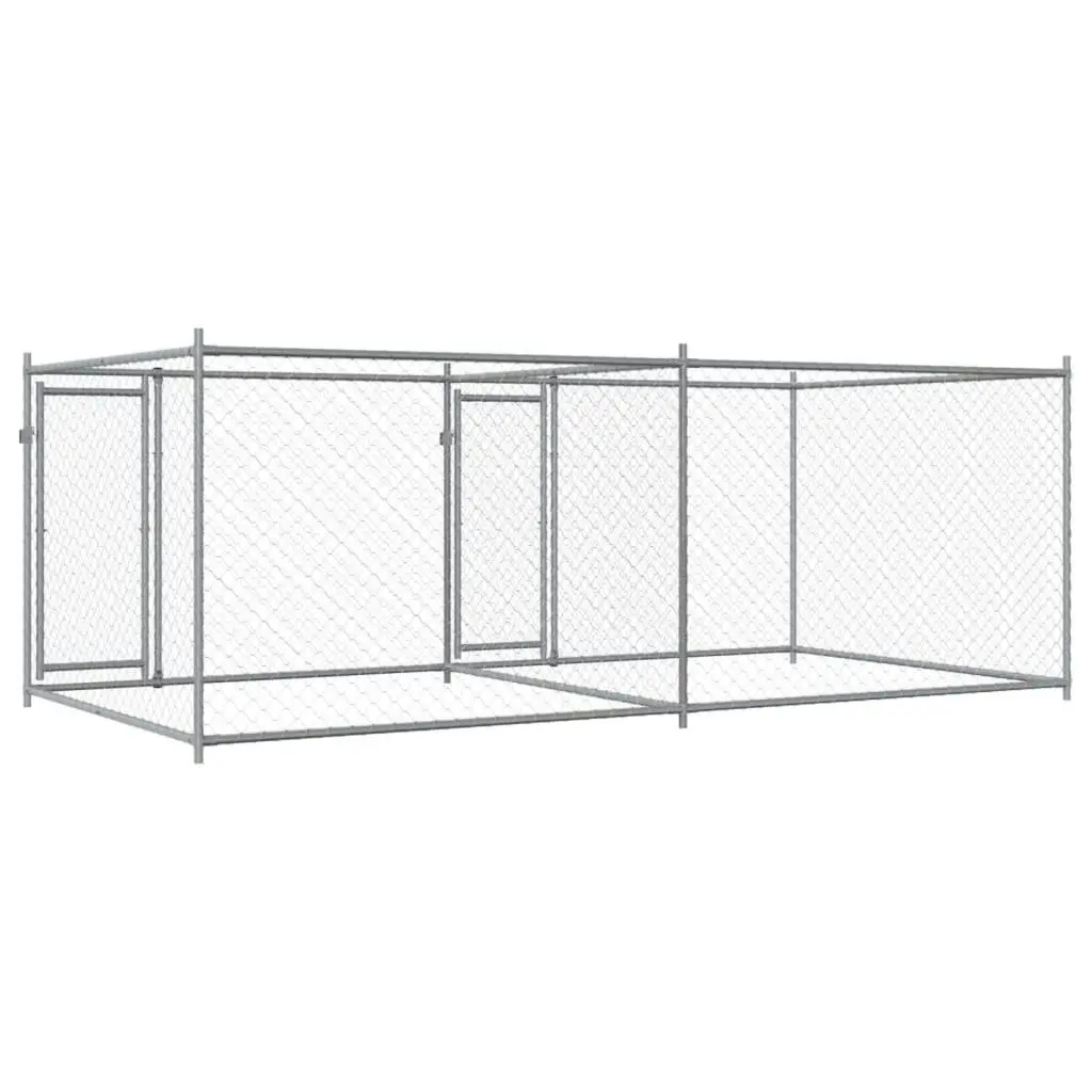 Dog Cage with Doors Grey 4x2x1.5 m Galvanised Steel 3209573