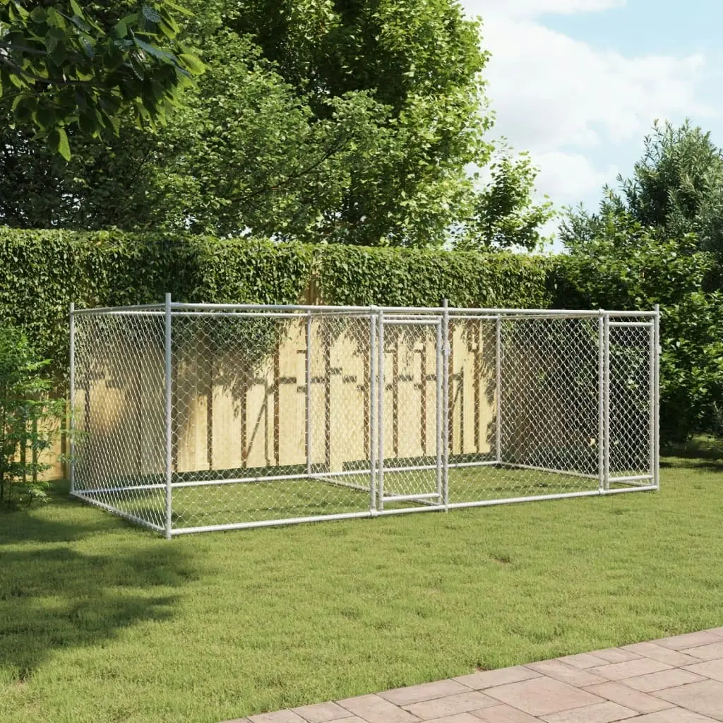 Dog Cage with Doors Grey 4x2x1.5 m Galvanised Steel 3209573