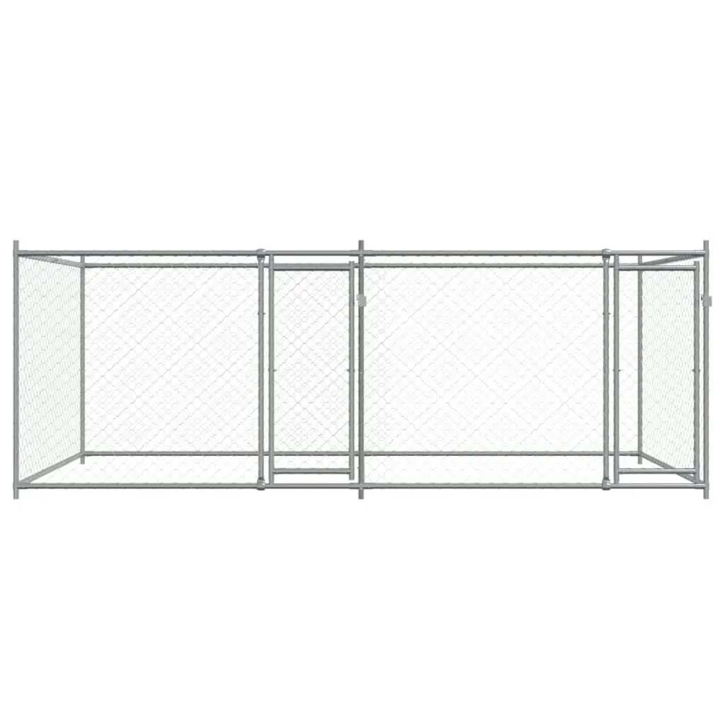 Dog Cage with Doors Grey 4x2x1.5 m Galvanised Steel 3209573