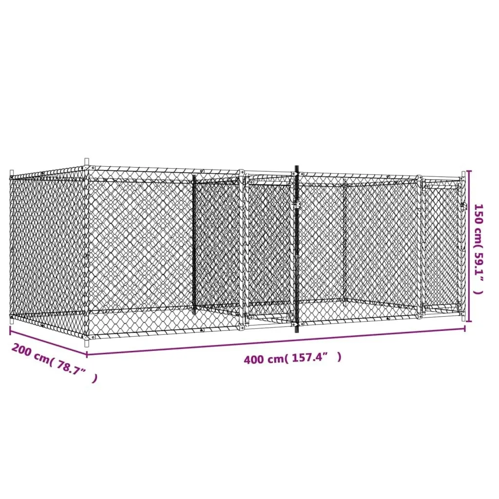 Dog Cage with Doors Grey 4x2x1.5 m Galvanised Steel 3209573