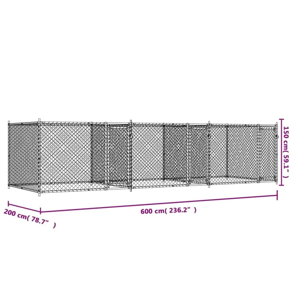 Dog Cage with Doors Grey 6x2x1.5 m Galvanised Steel 3209574