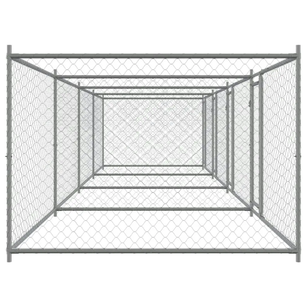 Dog Cage with Doors Grey 8x2x1.5 m Galvanised Steel 3209575