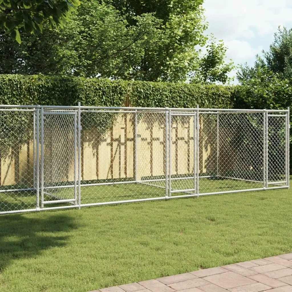 Dog Cage with Doors Grey 8x2x1.5 m Galvanised Steel 3209575