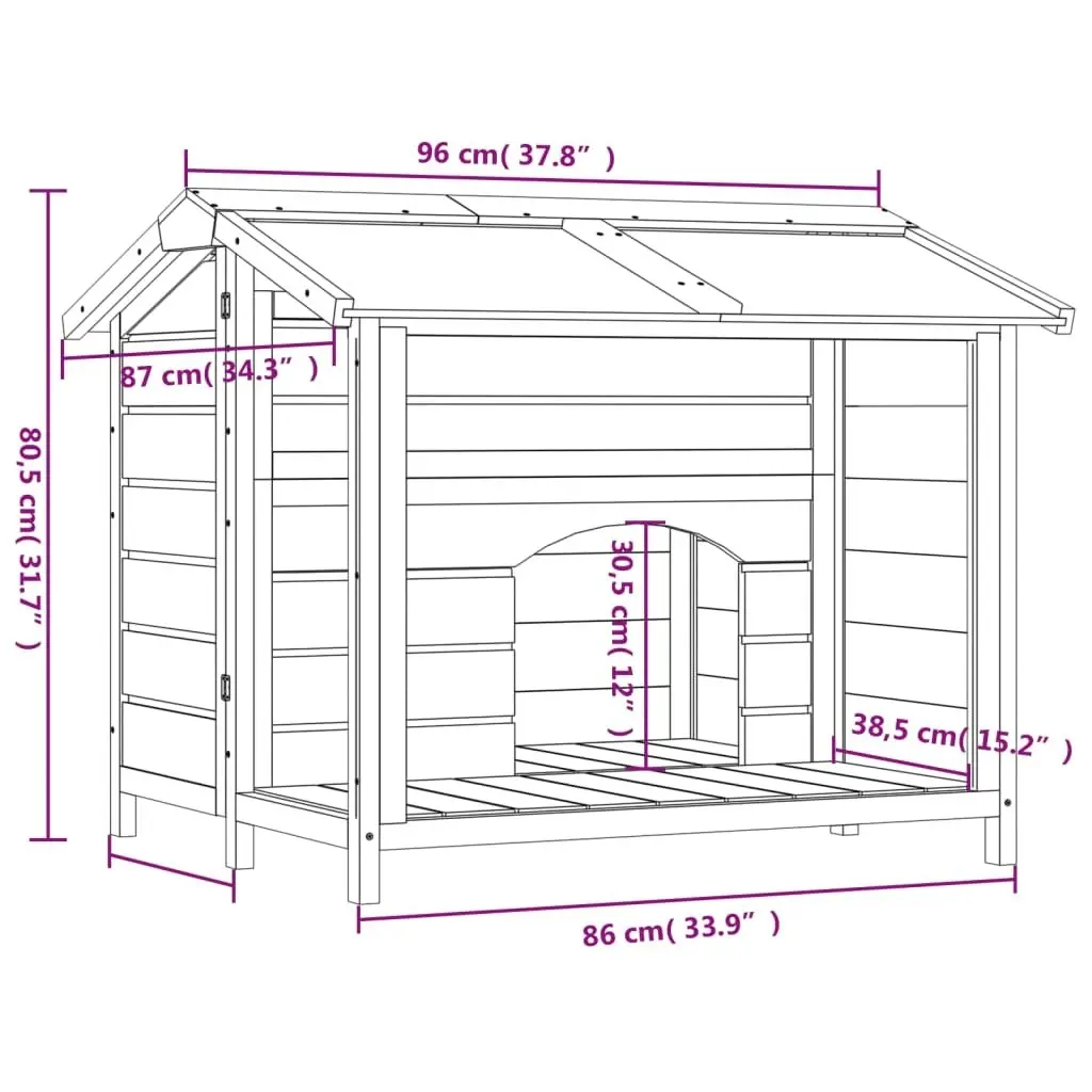 Dog Kennel Grey 96x87x80.5 cm Solid Wood Pine 172265