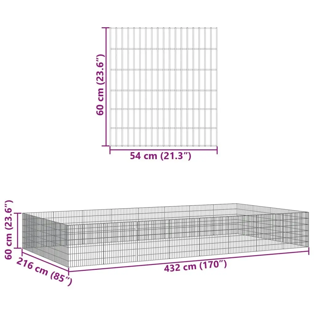 Free Range Animal Enclosure 24-Panel 54x60 cm Galvanised Iron 3321345