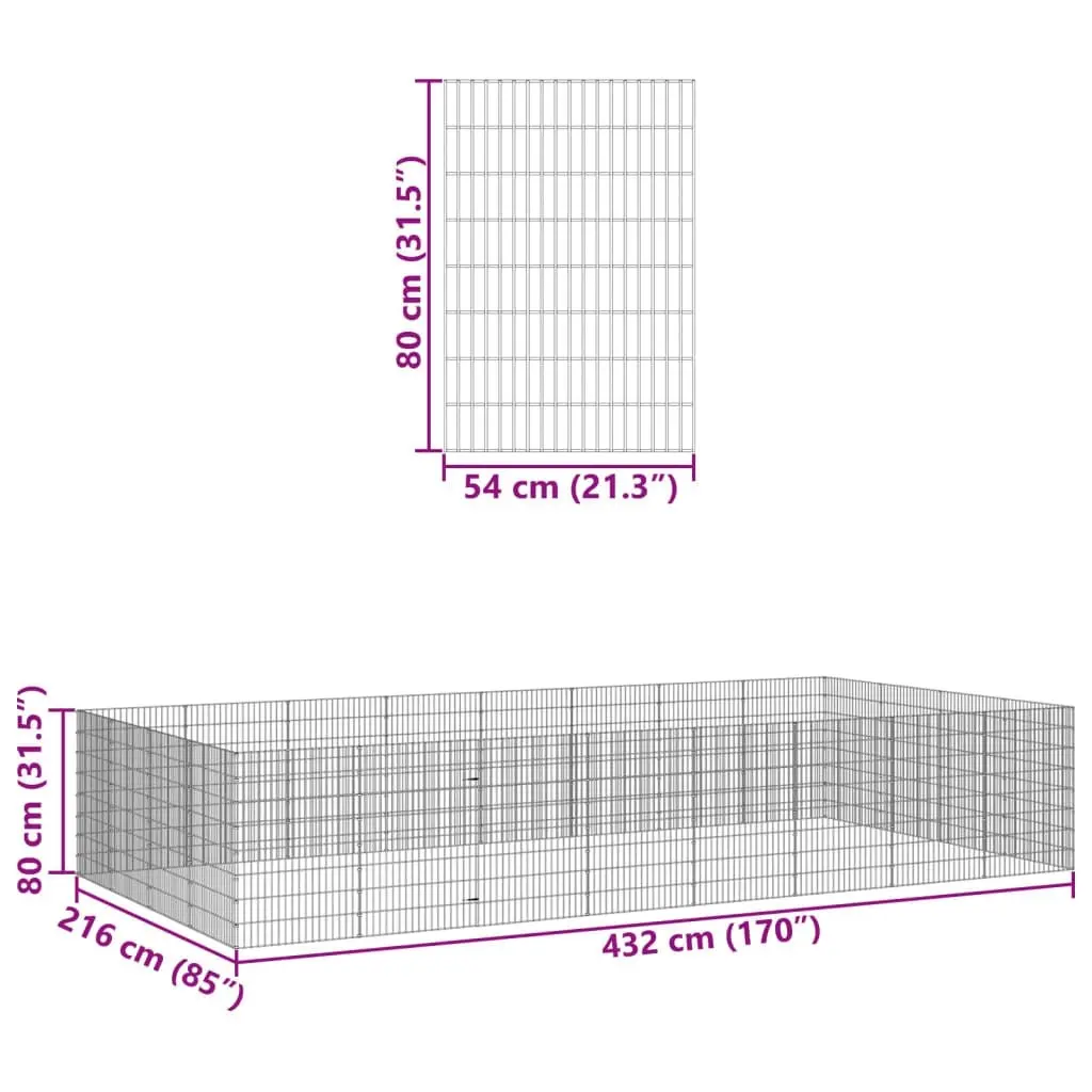 Free Range Animal Enclosure 24-Panel 54x80 cm Galvanised Iron 3321347