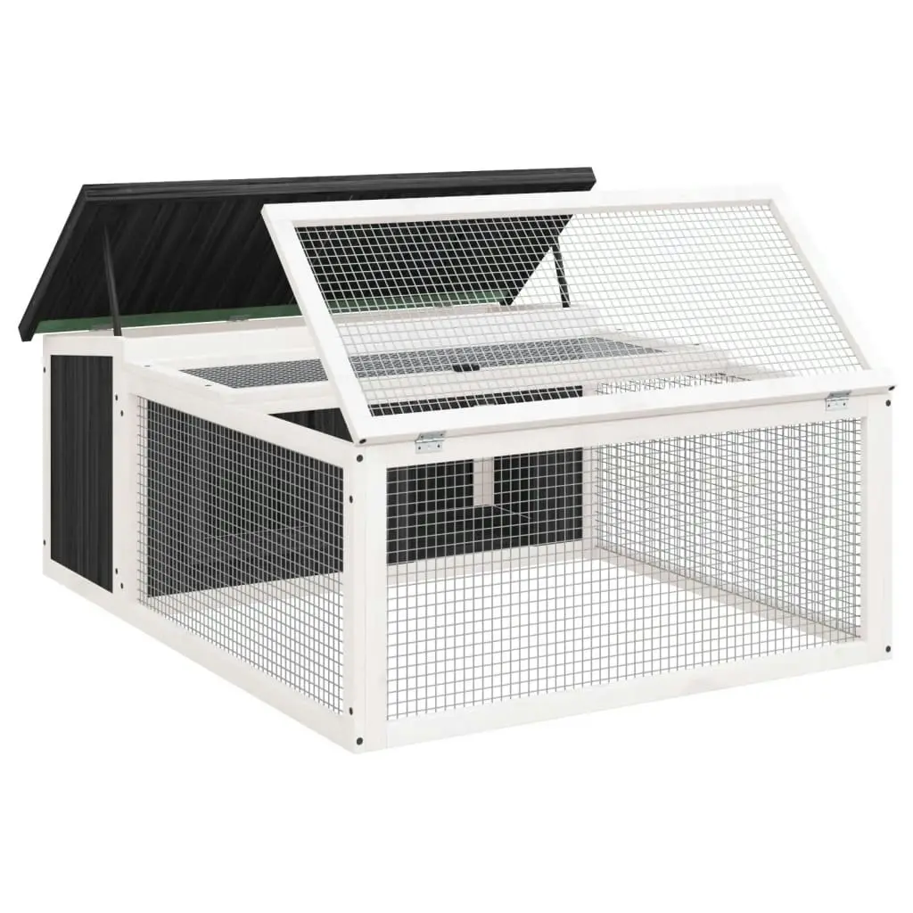 Rabbit Hutch Grey 117.5x97x47.5 cm Solid Wood Pine 172287