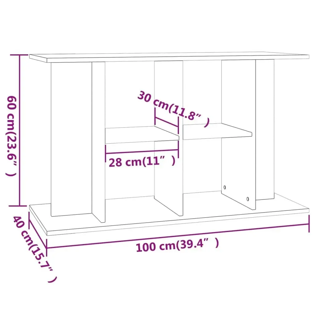 Aquarium Stand White 100x40x60 cm Engineered Wood 833583