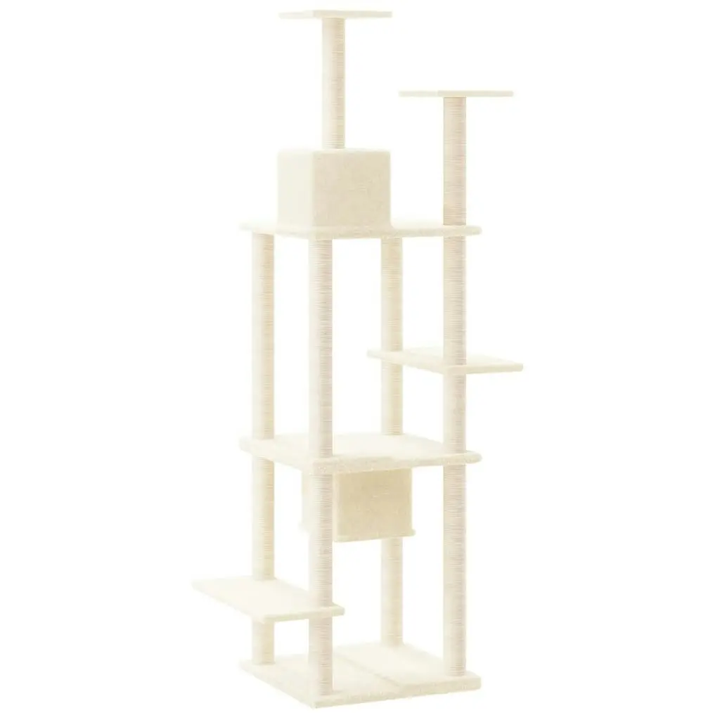 Cat Tree with Sisal Scratching Posts Cream 176 cm 171687