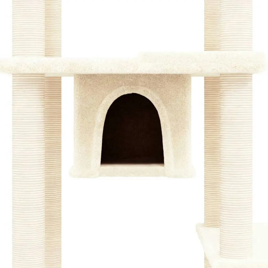 Cat Tree with Sisal Scratching Posts Cream 176 cm 171687