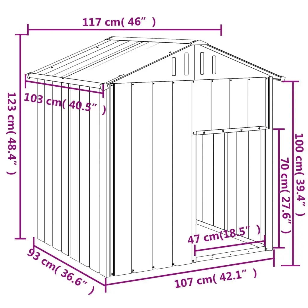 Dog House with Roof Light Grey 117x103x123 cm Galvanised Steel 172350