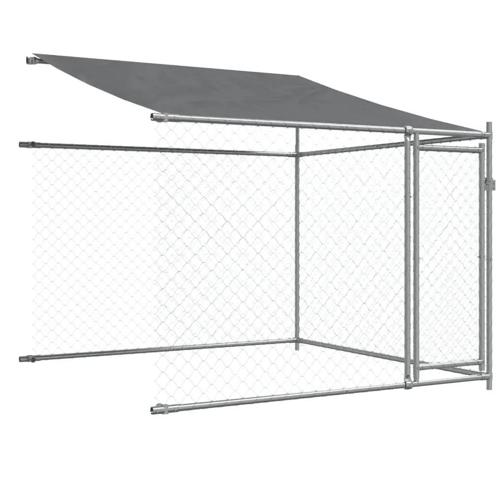 Dog Cage with Roof and Doors Grey 12x2x2 m Galvanised Steel 3209567