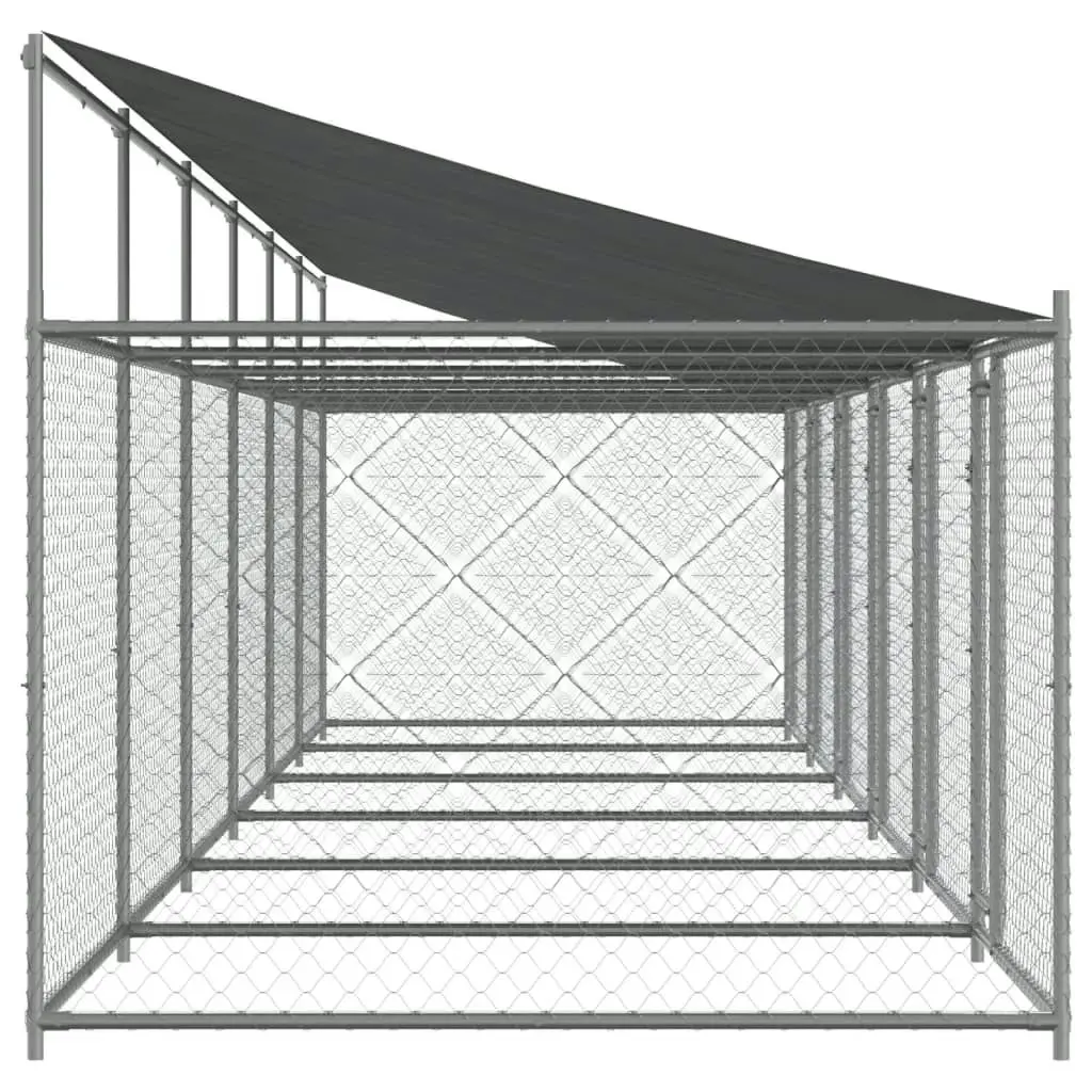 Dog Cage with Roof and Doors Grey 12x2x2 m Galvanised Steel 3209567