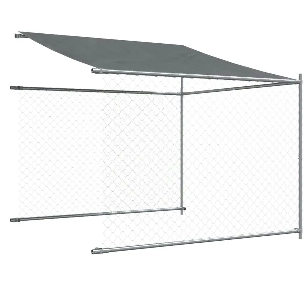 Dog Cage with Roof and Door Grey 8x2x2 m Galvanised Steel 3209570