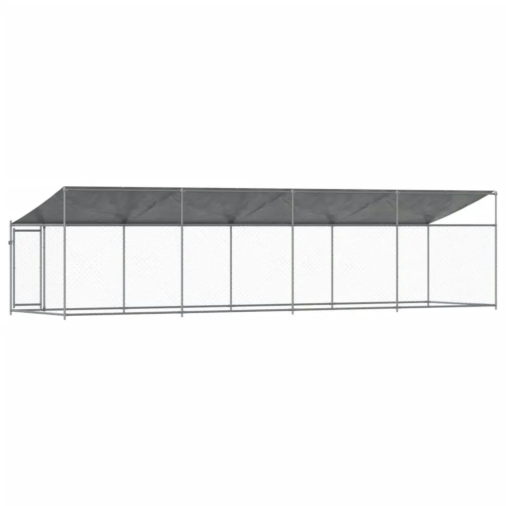 Dog Cage with Roof and Door Grey 8x2x2 m Galvanised Steel 3209570