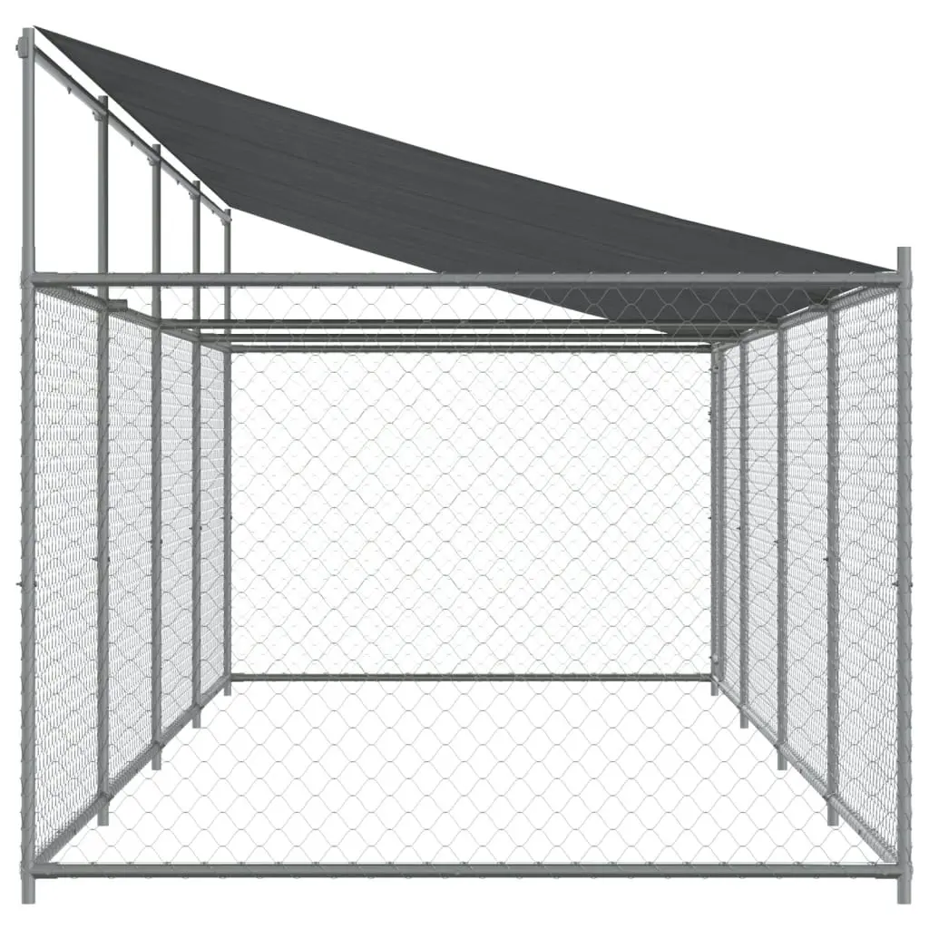 Dog Cage with Roof and Door Grey 8x2x2 m Galvanised Steel 3209570