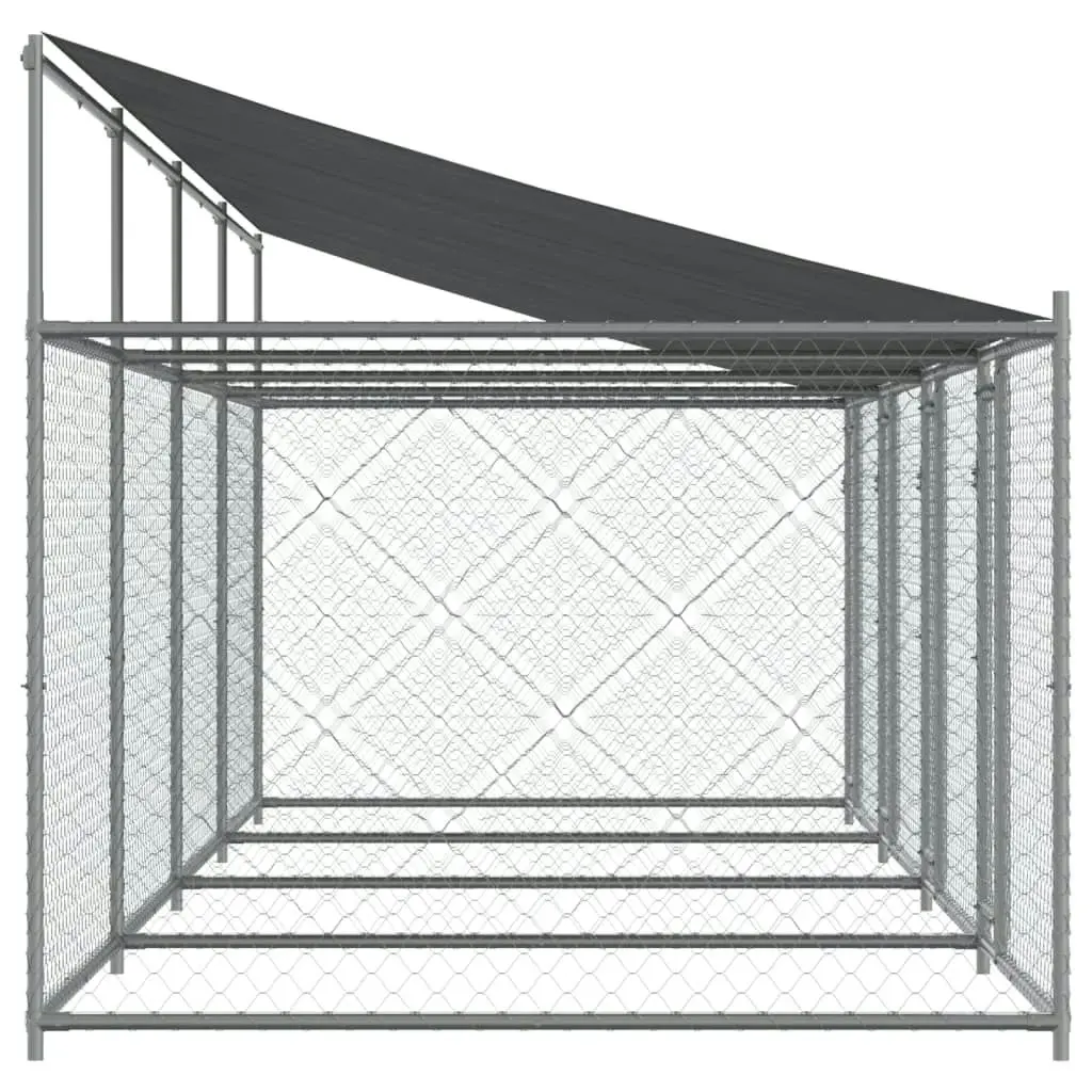 Dog Cage with Roof and Doors Grey 8x2x2 m Galvanised Steel 3209565