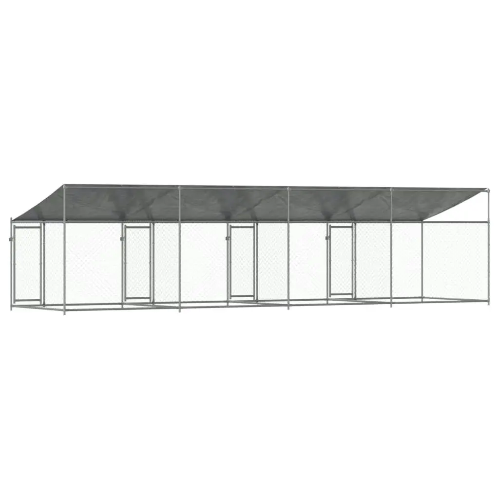 Dog Cage with Roof and Doors Grey 8x2x2 m Galvanised Steel 3209565