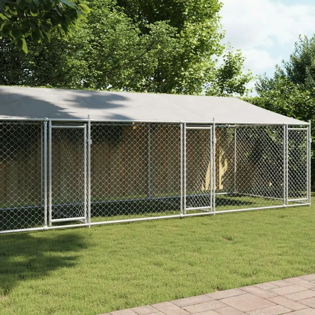 Dog Cage with Roof and Doors Grey 8x2x2 m Galvanised Steel 3209565