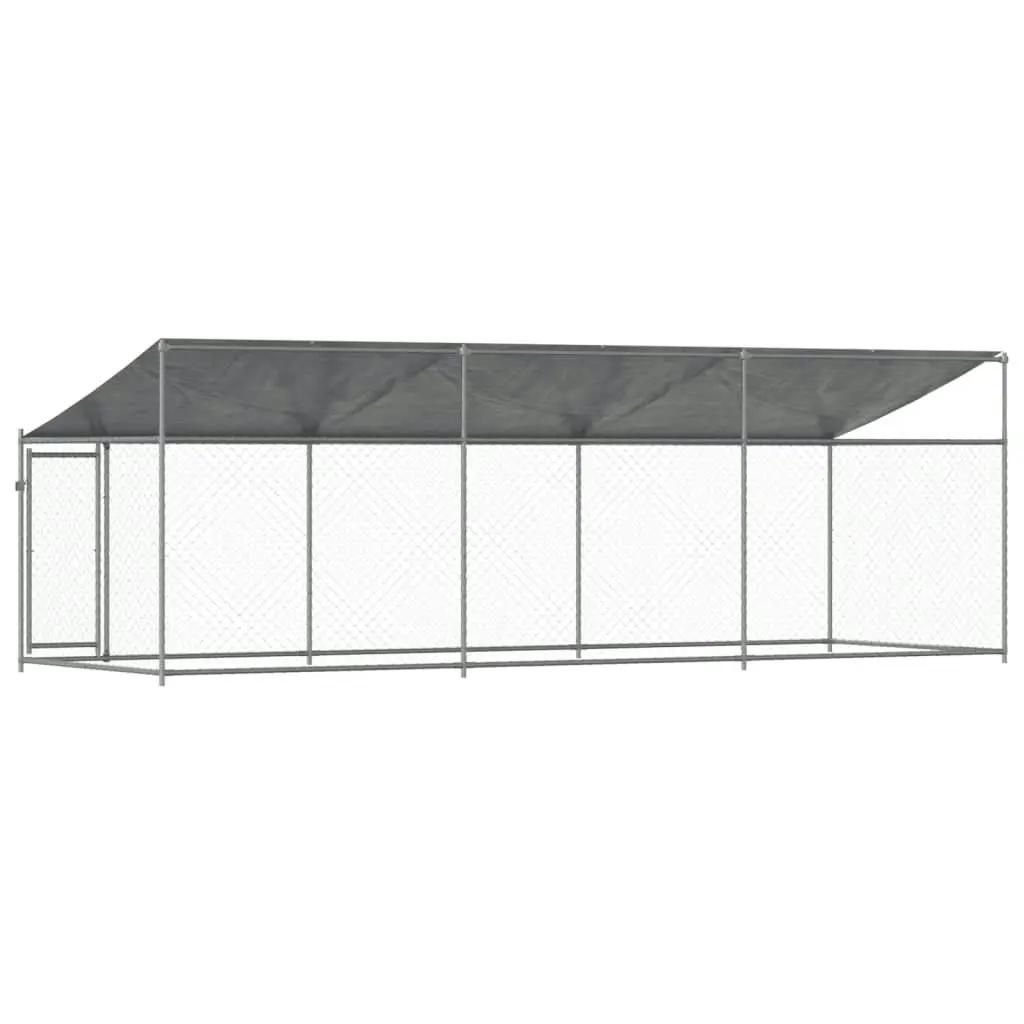 Dog Cage with Roof and Door Grey 6x2x2 m Galvanised Steel 3209569