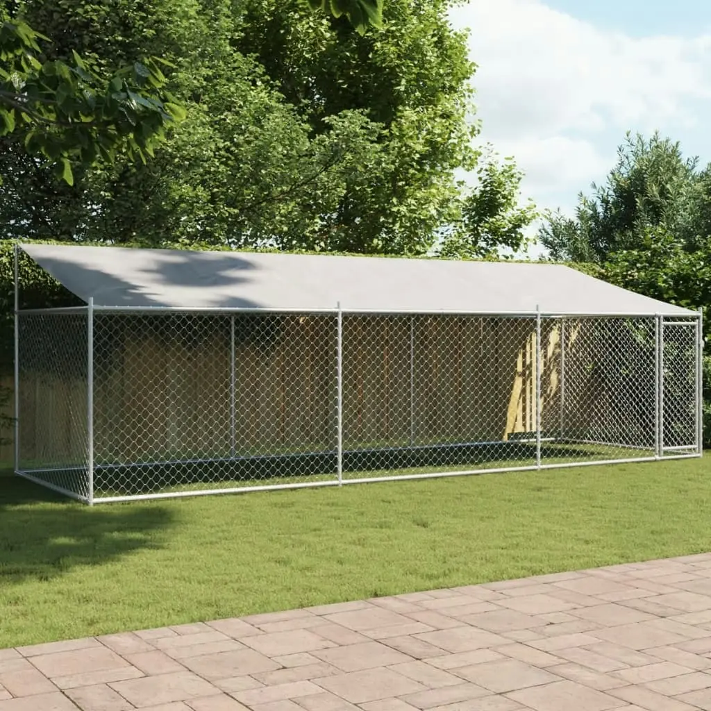 Dog Cage with Roof and Door Grey 6x2x2 m Galvanised Steel 3209569