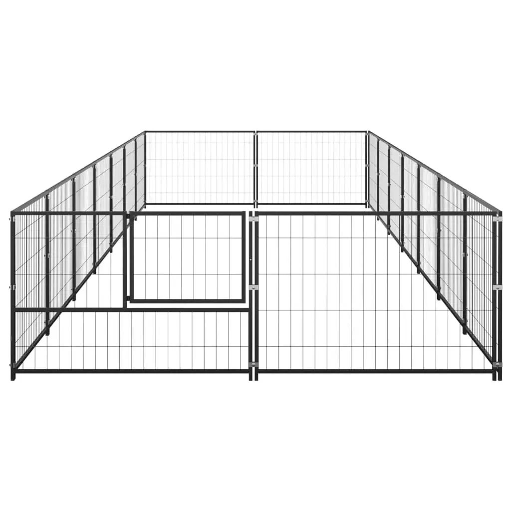 Dog Kennel Black 14 mÂ² Steel 3082114