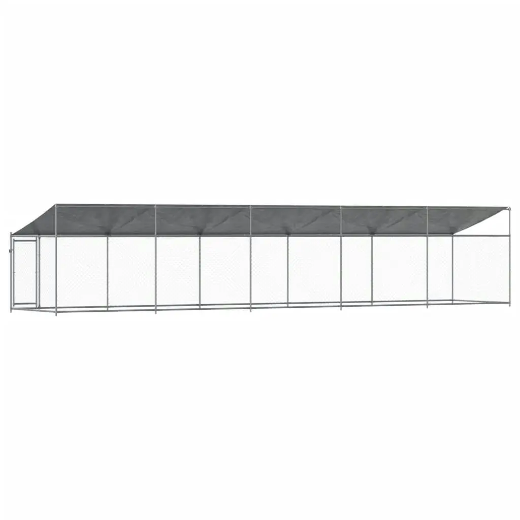 Dog Cage with Roof and Door Grey 10x2x2 m Galvanised Steel 3209571