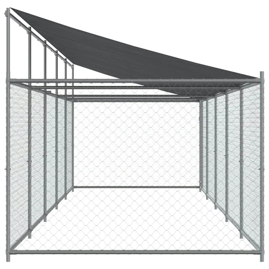 Dog Cage with Roof and Door Grey 10x2x2 m Galvanised Steel 3209571