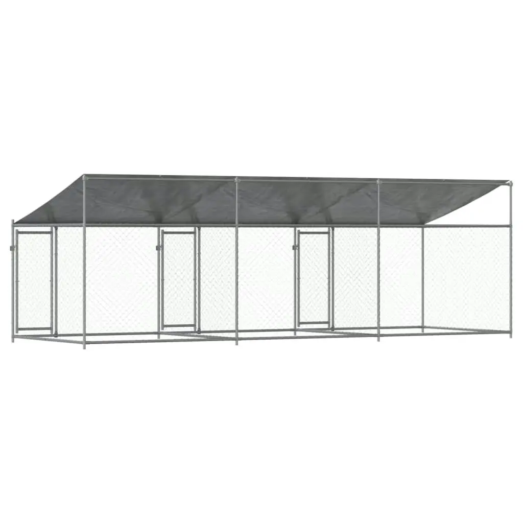 Dog Cage with Roof and Doors Grey 6x2x2 m Galvanised Steel 3209564