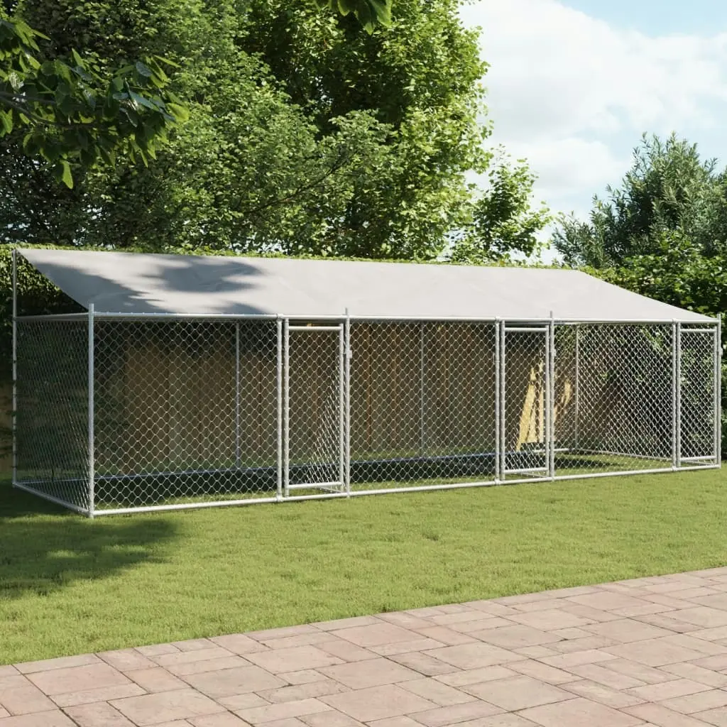 Dog Cage with Roof and Doors Grey 6x2x2 m Galvanised Steel 3209564