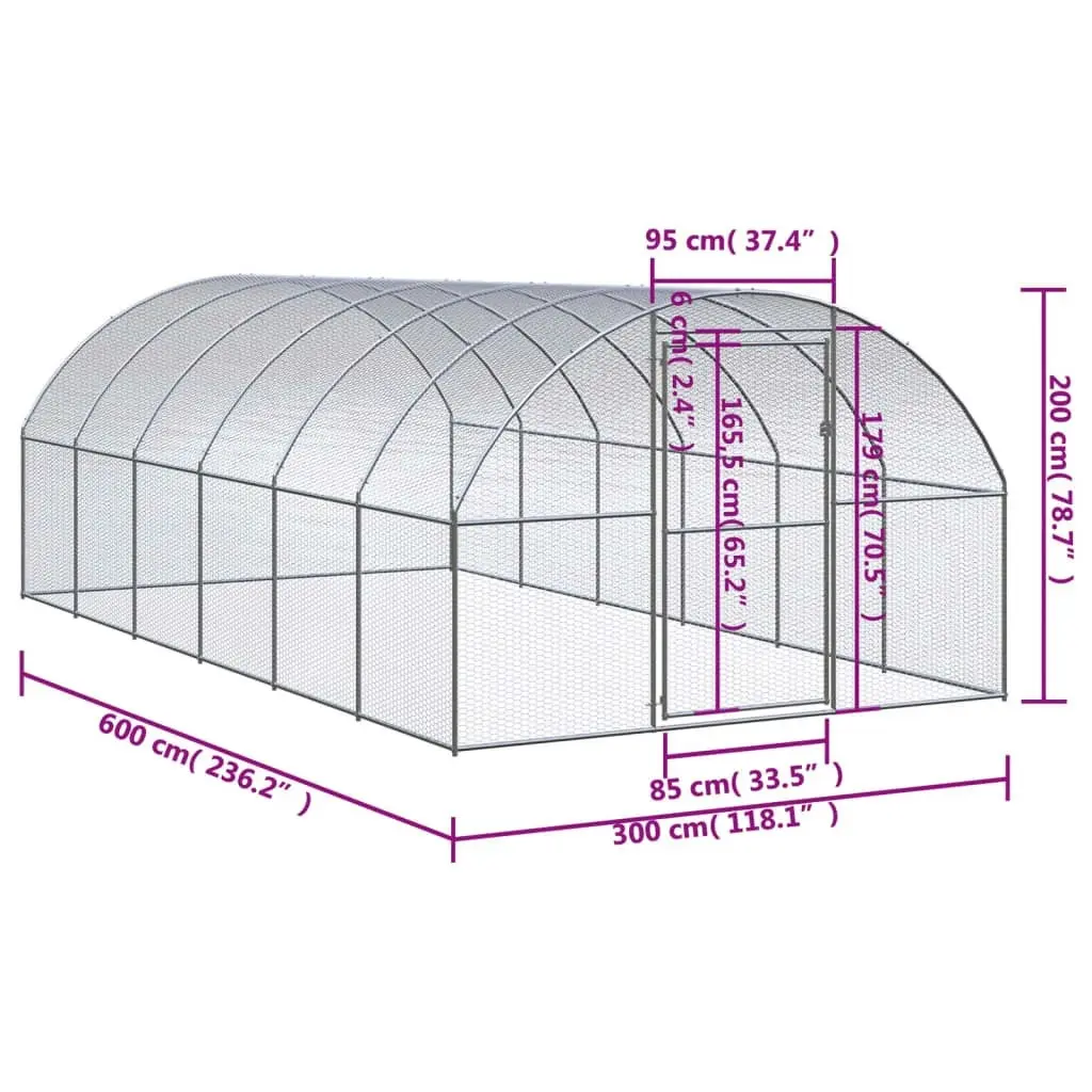 Outdoor Chicken Coop 3x6x2 m Galvanised Steel 3095465