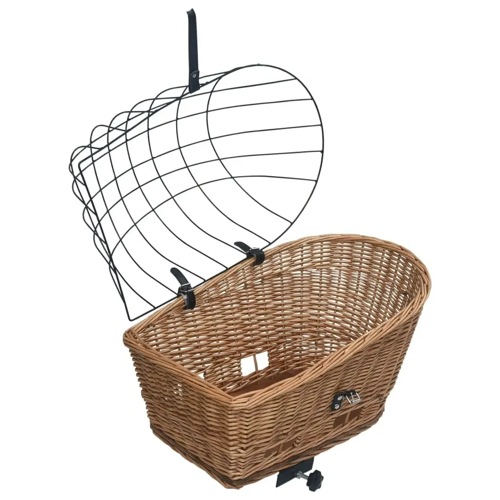 Bike Rear Basket with Cover 55x31x36 cm Natural Willow 170903