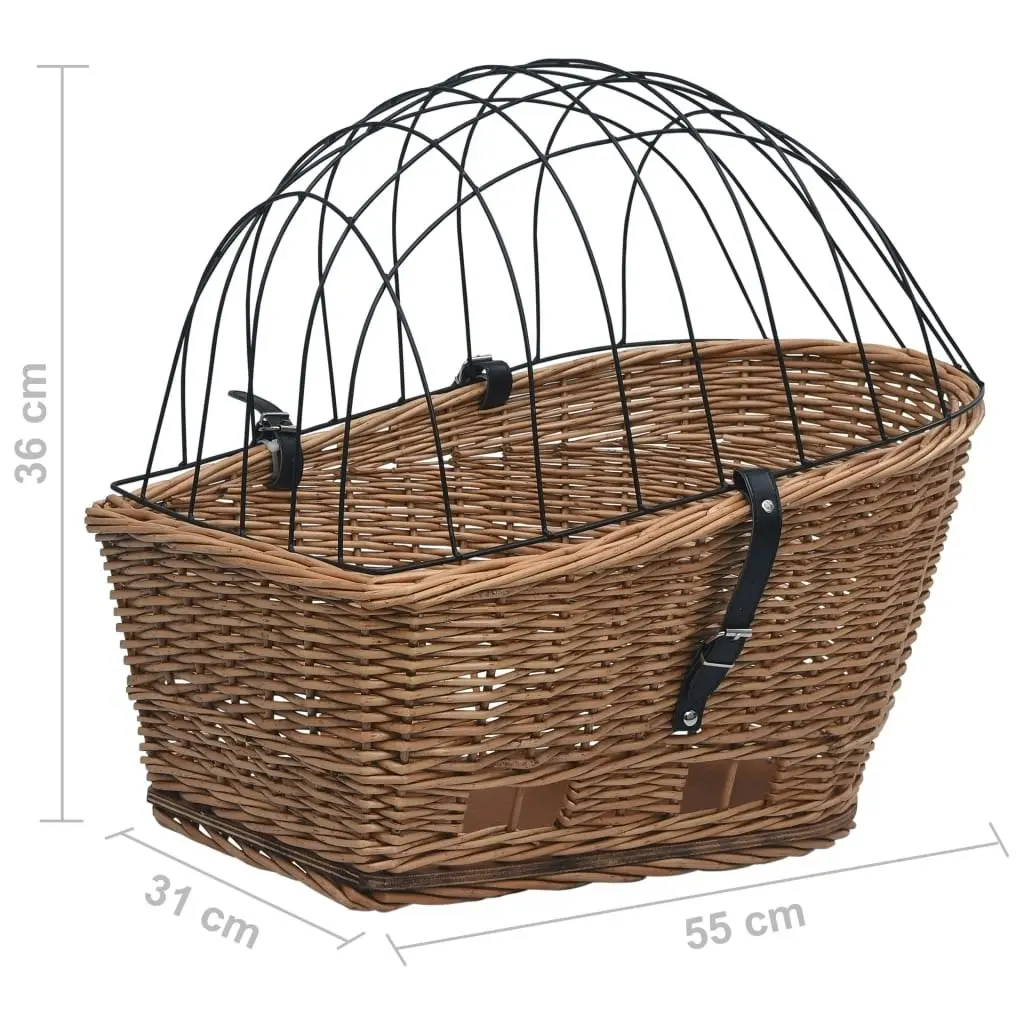 Bike Rear Basket with Cover 55x31x36 cm Natural Willow 170903