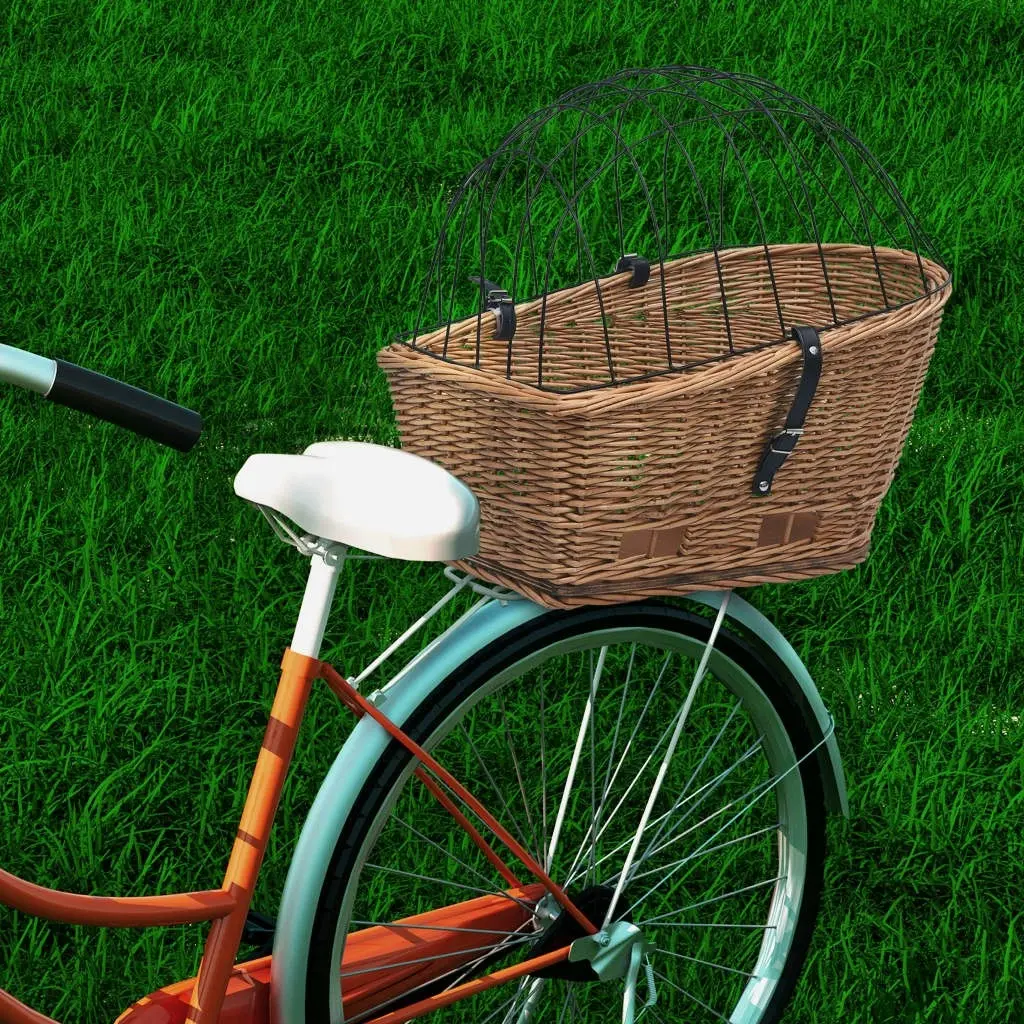 Bike Rear Basket with Cover 55x31x36 cm Natural Willow 170903