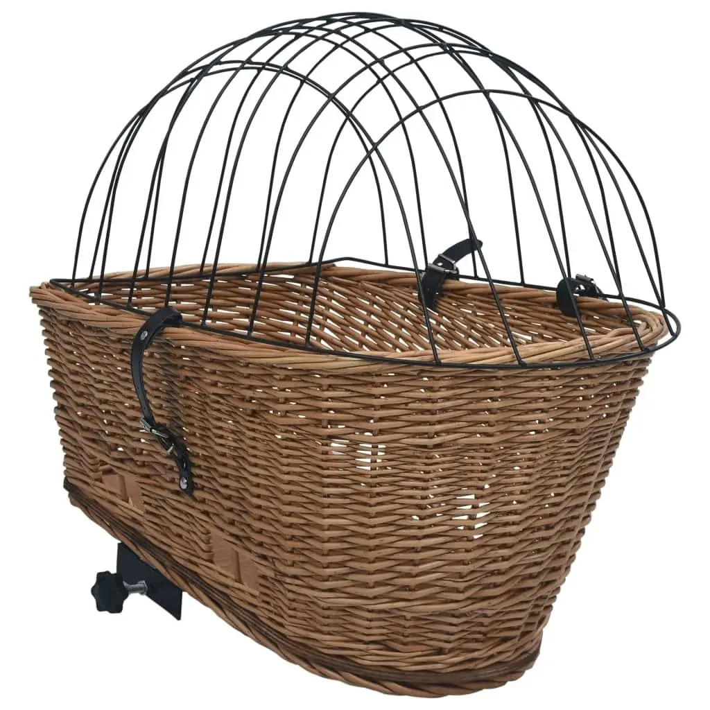 Bike Rear Basket with Cover 55x31x36 cm Natural Willow 170903