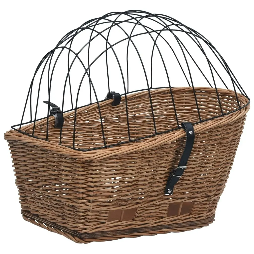 Bike Rear Basket with Cover 55x31x36 cm Natural Willow 170903