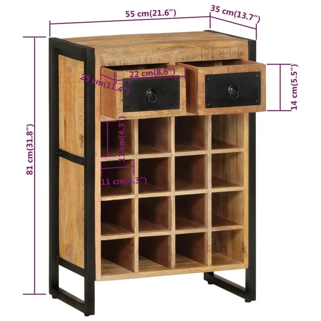 Wine Rack for 16 Bottles Solid Wood Mango 338464