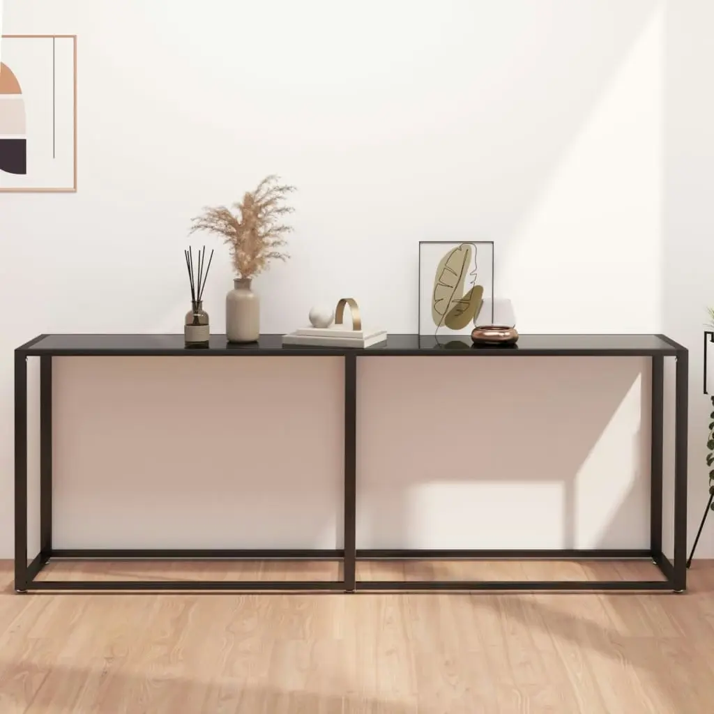 Console Table Black 200x35x75.5cm Tempered Glass 331687