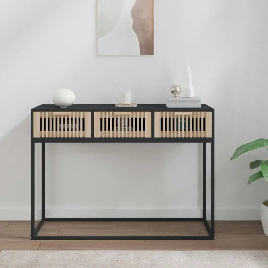 Console Table Black 105x30x75 cm Engineered Wood and Iron 352107