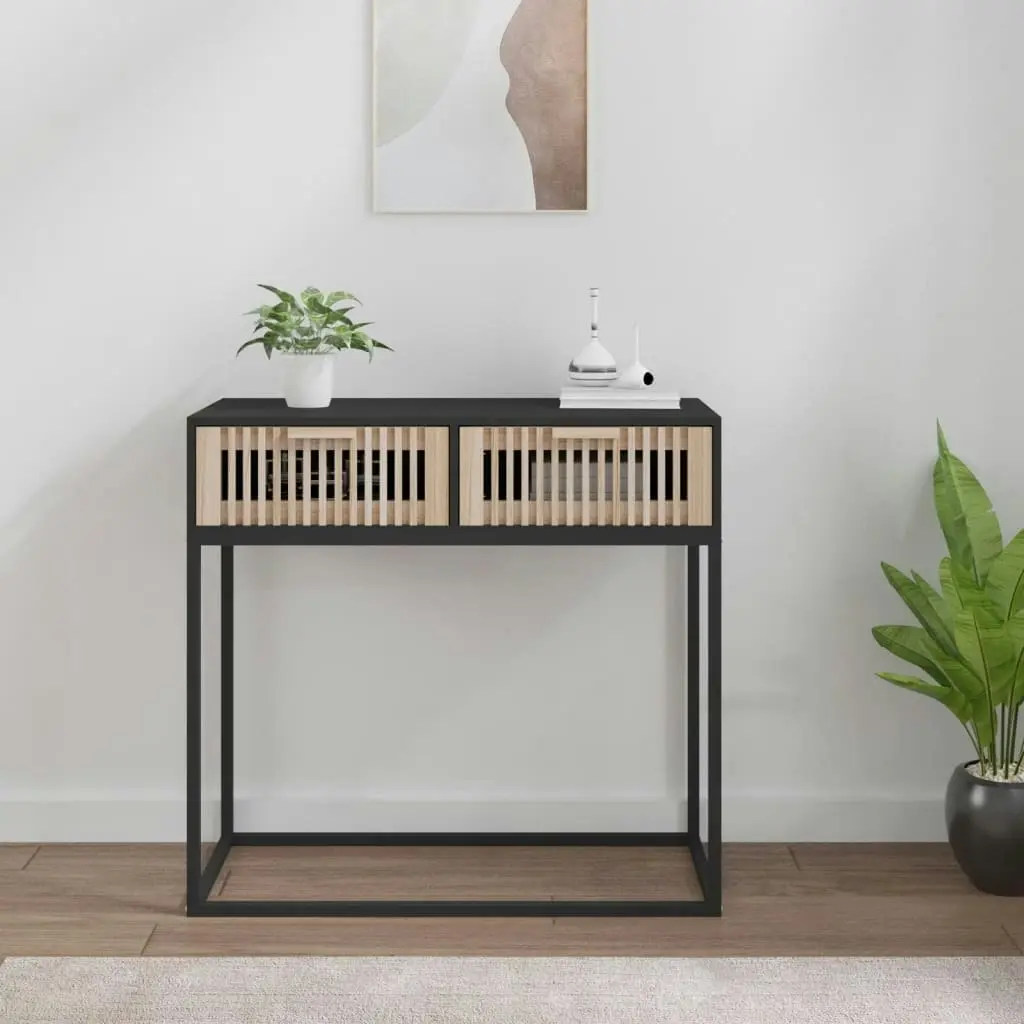 Console Table Black 80x30x75 cm Engineered Wood and Iron 352104